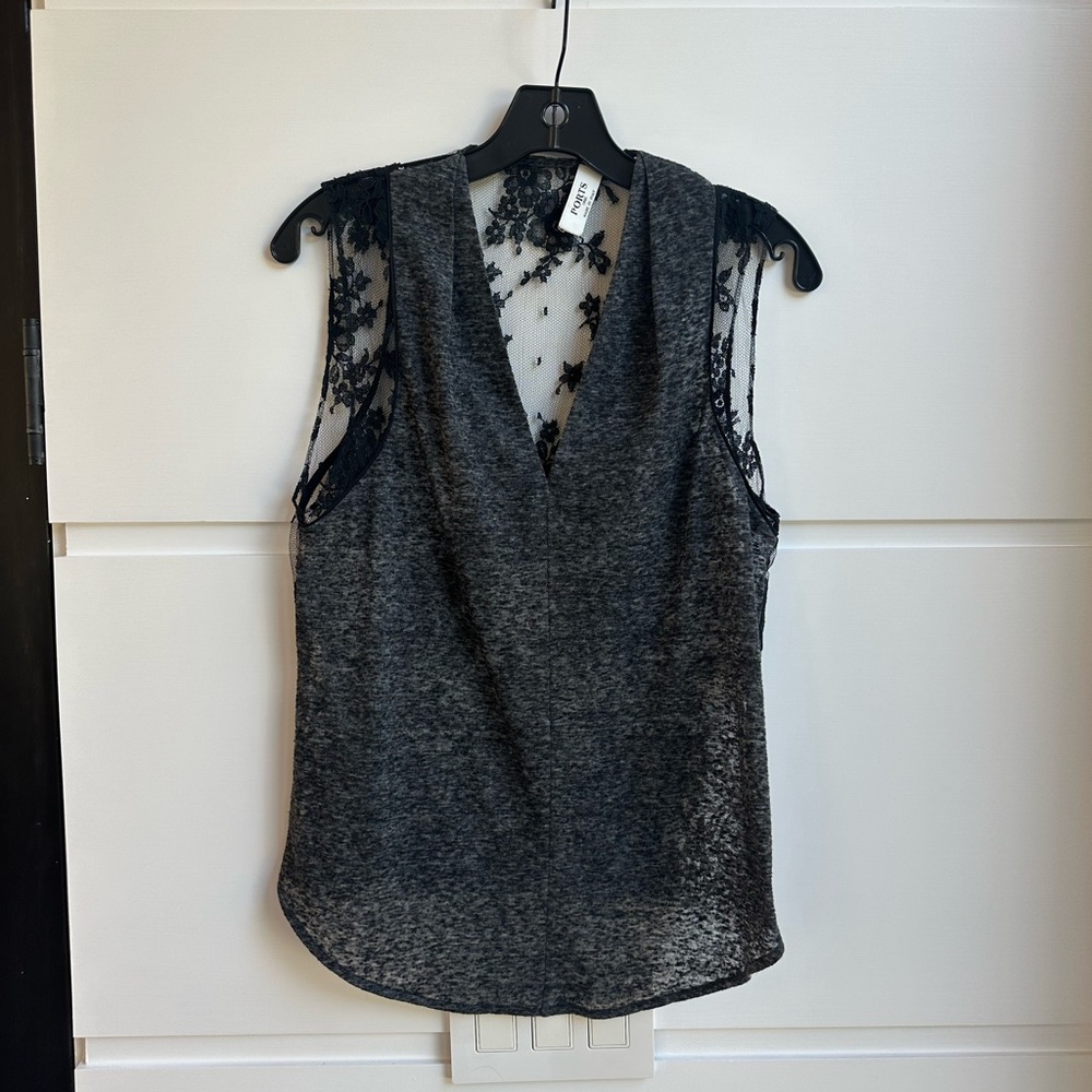 Elegant Black and gray  Lace Women's Top by Ports